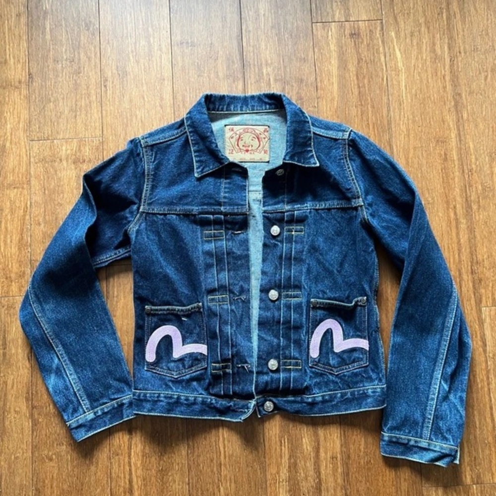 Evisu Kids Denim Jacket with Pink Details